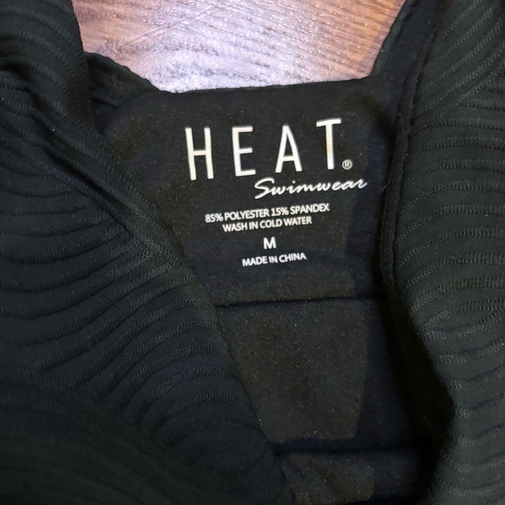 Black Textured One-Piece Swimsuit | Deep V Neck | New with Tags - Picture 5 of 9